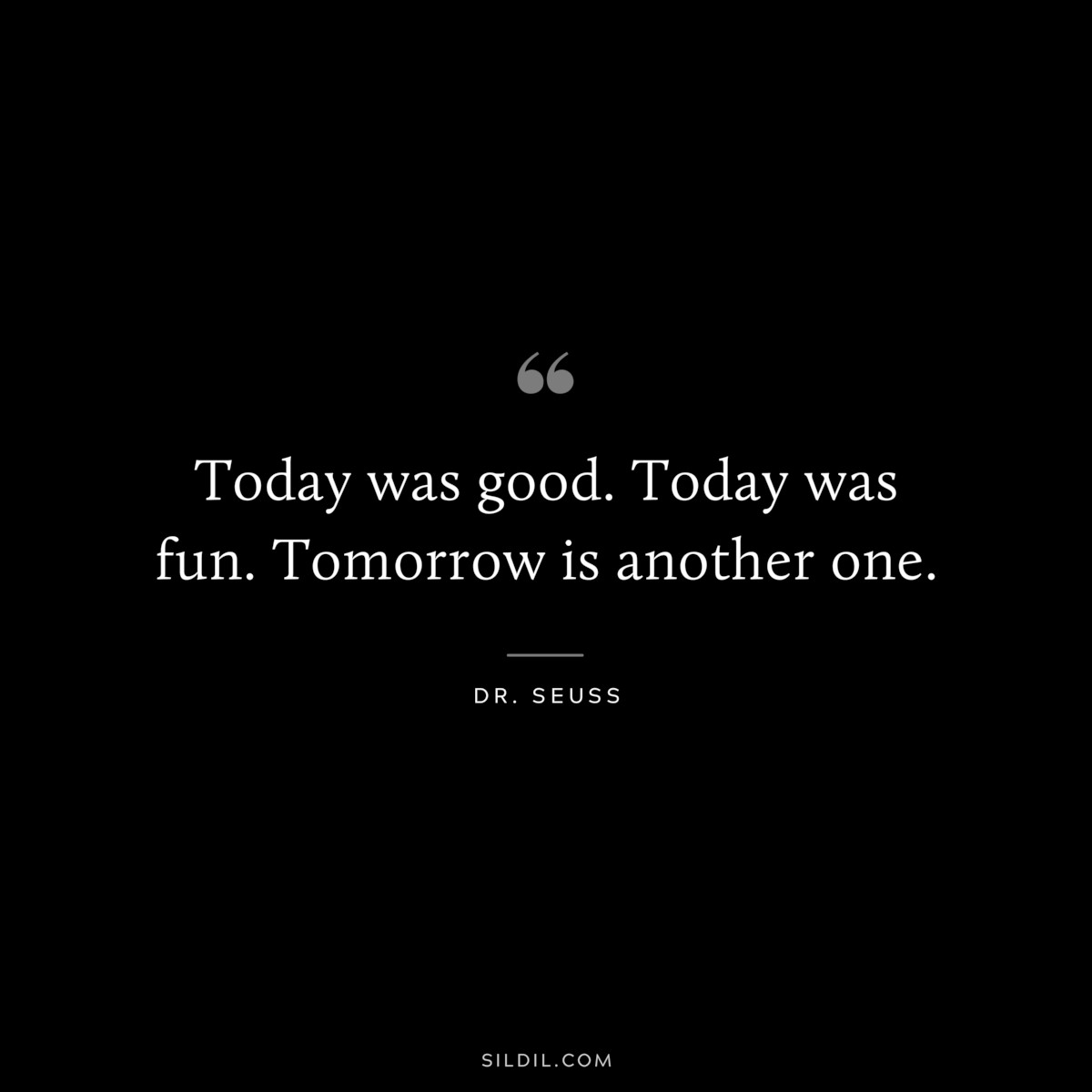 Today was good. Today was fun. Tomorrow is another one. ― Dr. Seuss