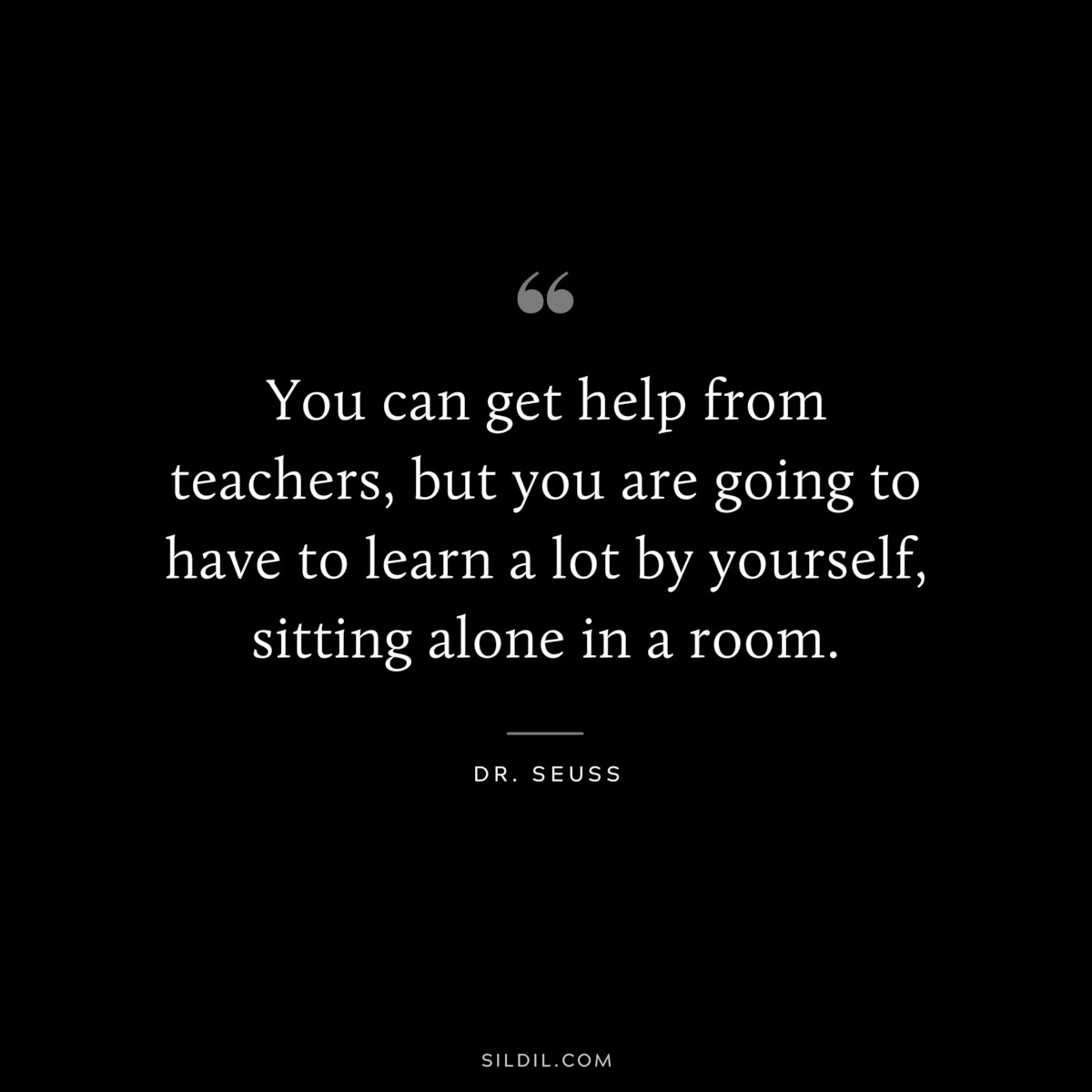 You can get help from teachers, but you are going to have to learn a lot by yourself, sitting alone in a room. ― Dr. Seuss