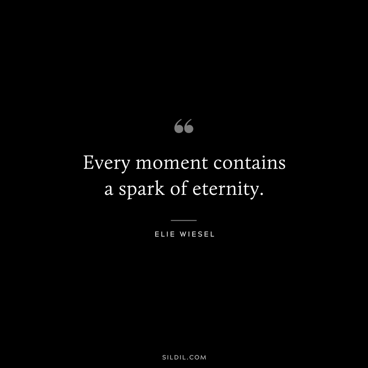 Every moment contains a spark of eternity. ― Elie Wiesel