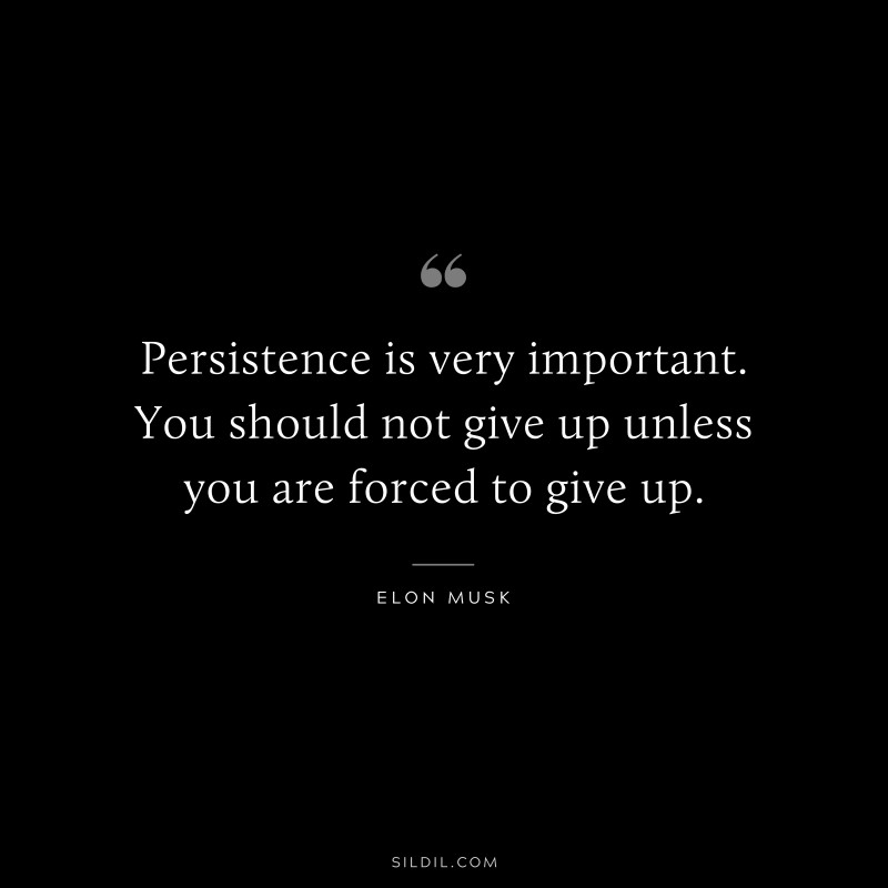 Persistence is very important. You should not give up unless you are forced to give up. ― Otto von Bismarck