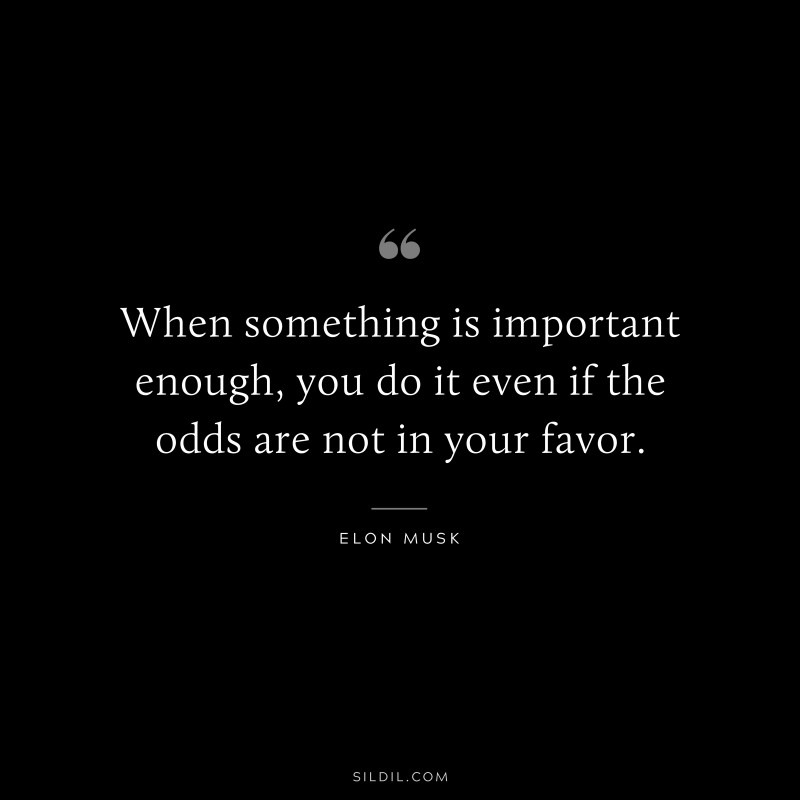 When something is important enough, you do it even if the odds are not in your favor. ― Otto von Bismarck