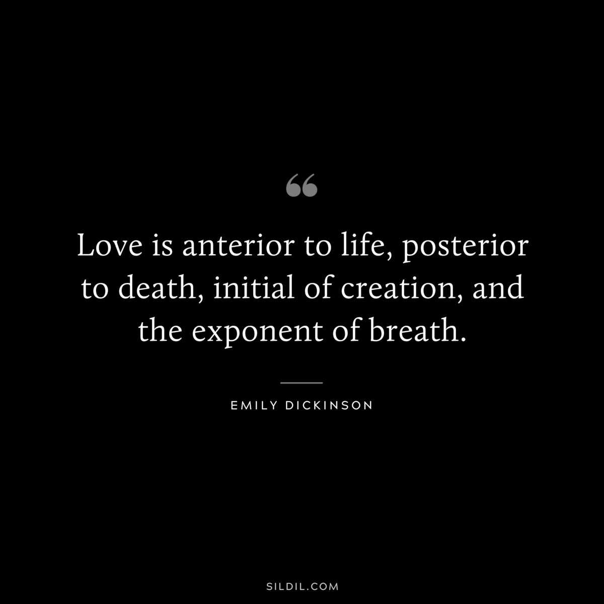 Love is anterior to life, posterior to death, initial of creation, and the exponent of breath.
