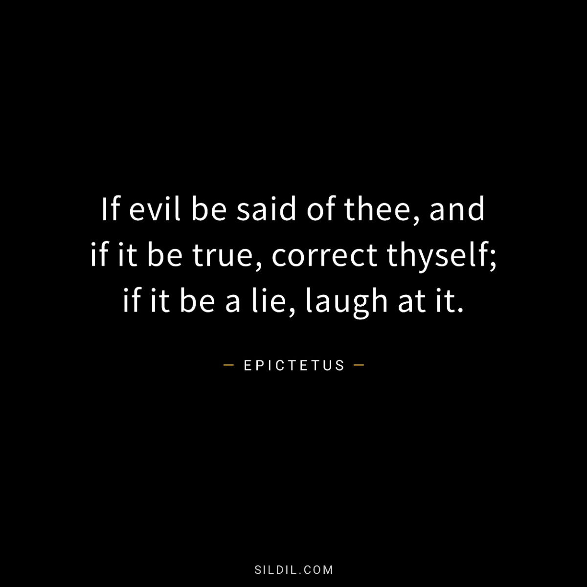 If evil be said of thee, and if it be true, correct thyself; if it be a lie, laugh at it.