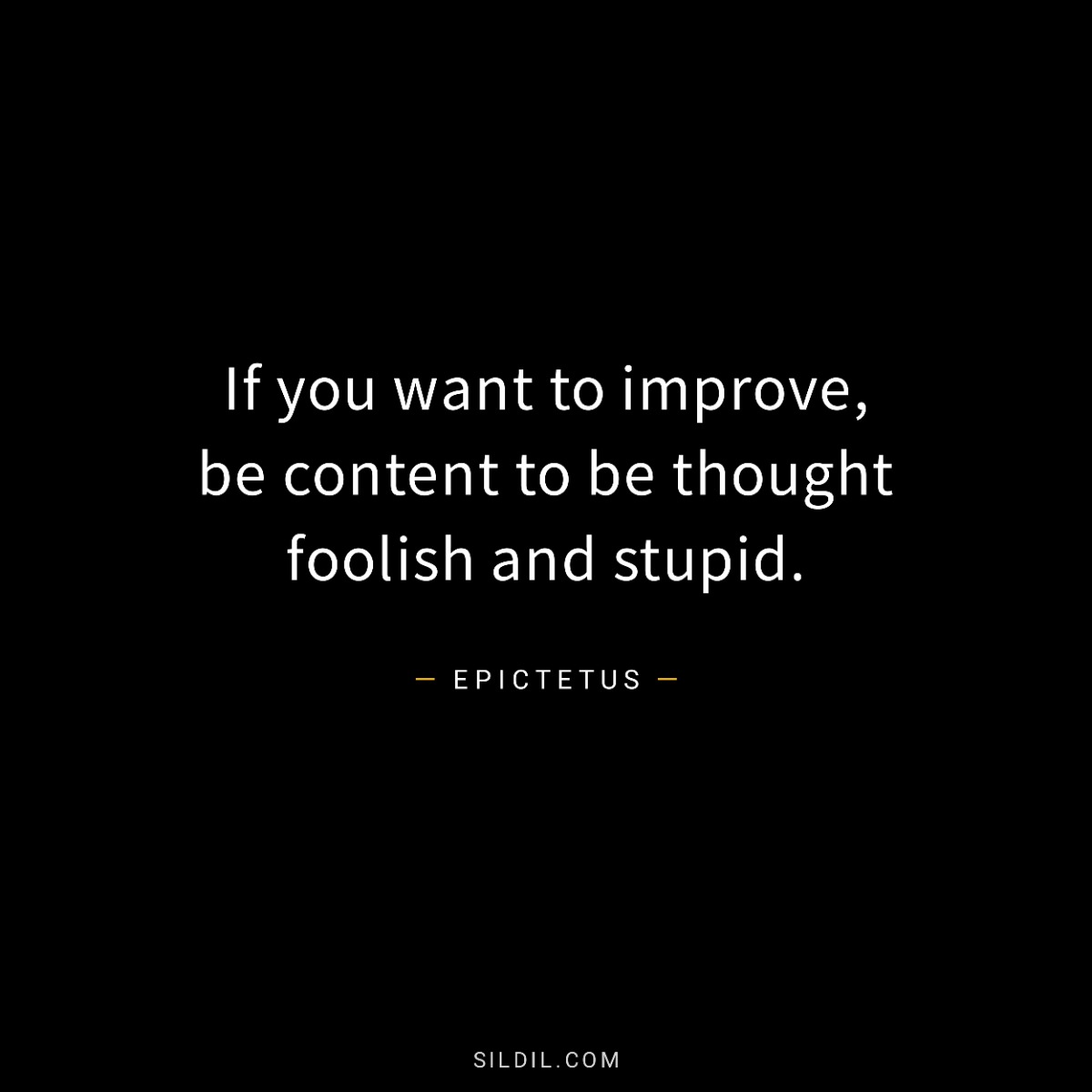 If you want to improve, be content to be thought foolish and stupid.