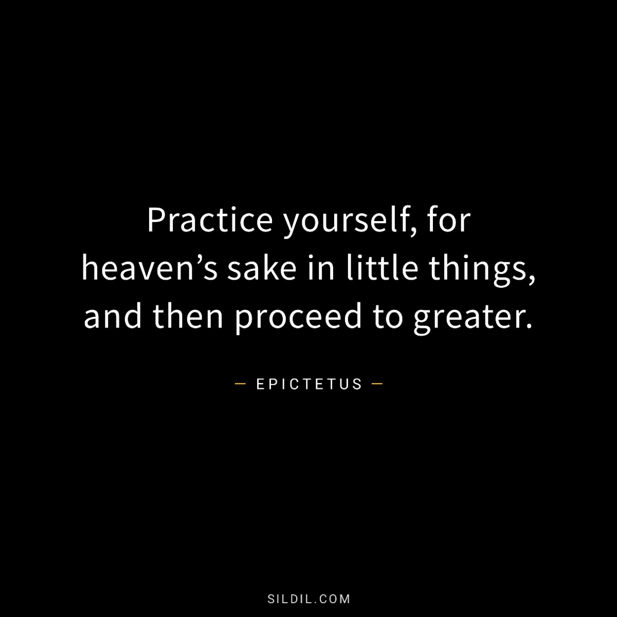 Practice yourself, for heaven’s sake in little things, and then proceed to greater.