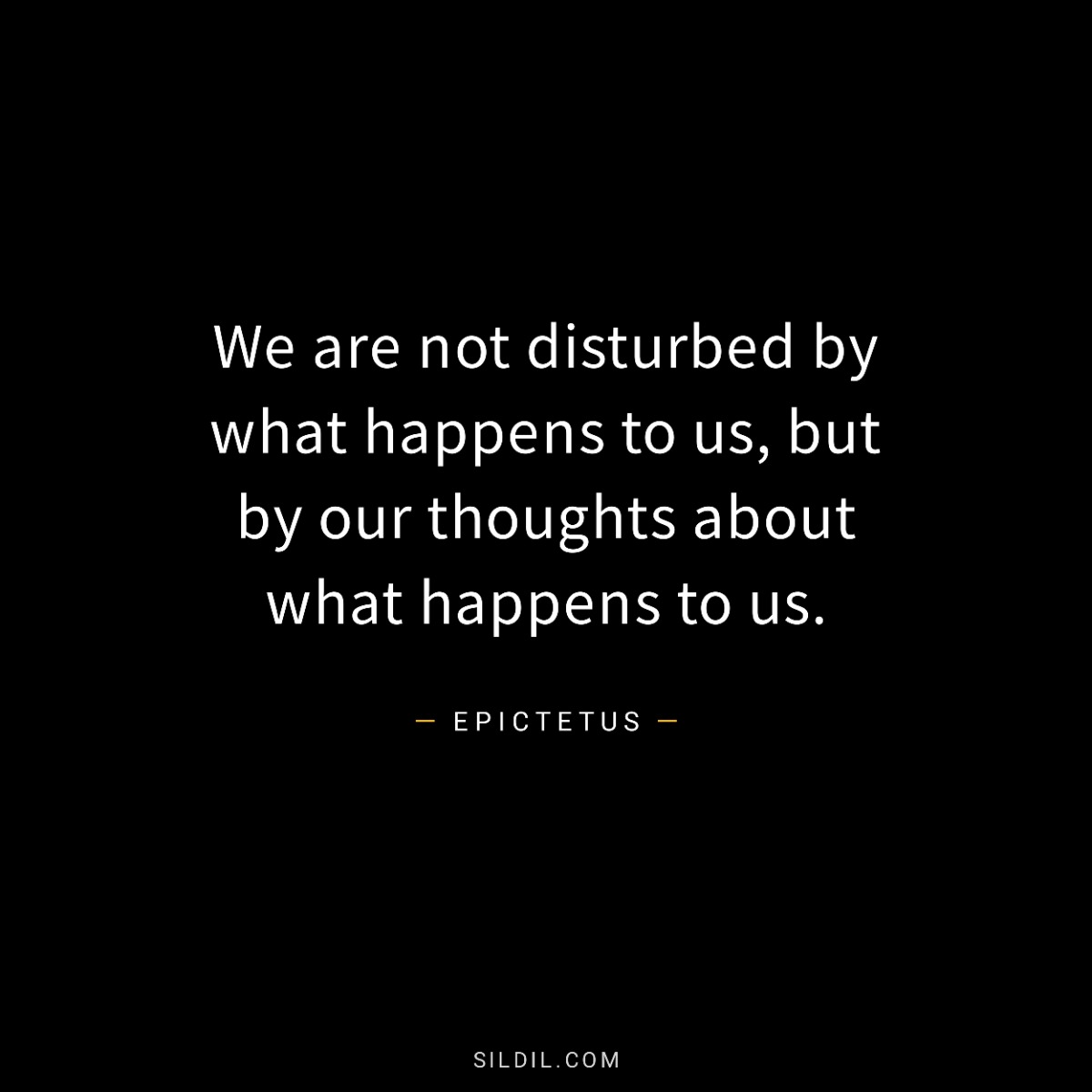 We are not disturbed by what happens to us, but by our thoughts about what happens to us.
