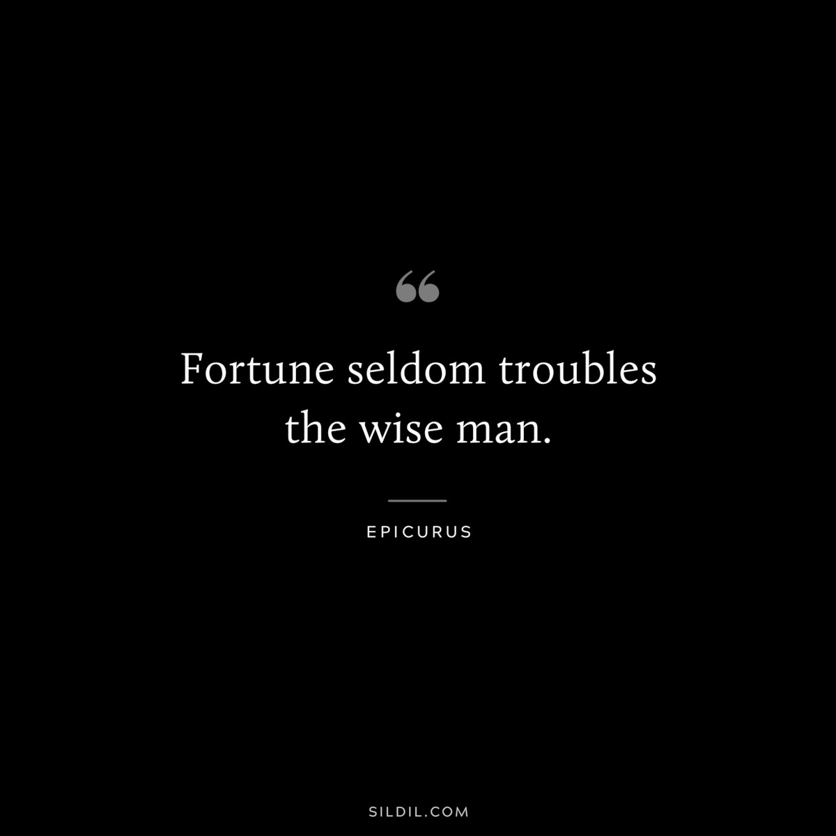 Fortune seldom troubles the wise man. — Epicurus