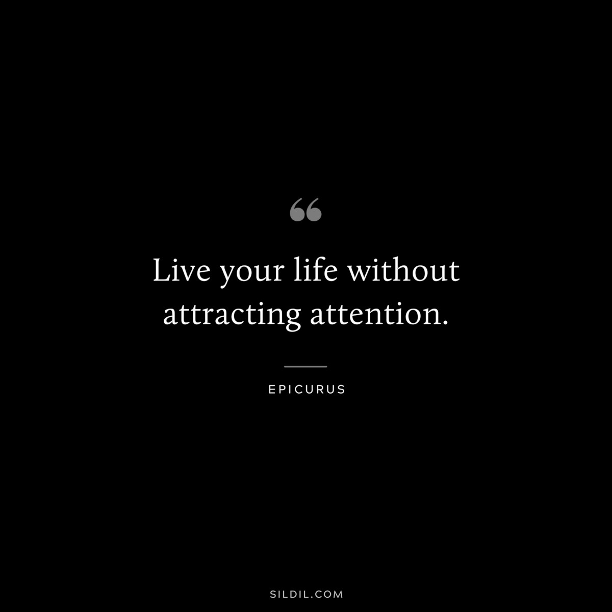 Live your life without attracting attention. — Epicurus