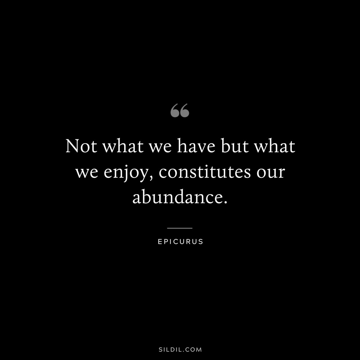 Not what we have but what we enjoy, constitutes our abundance. — Epicurus