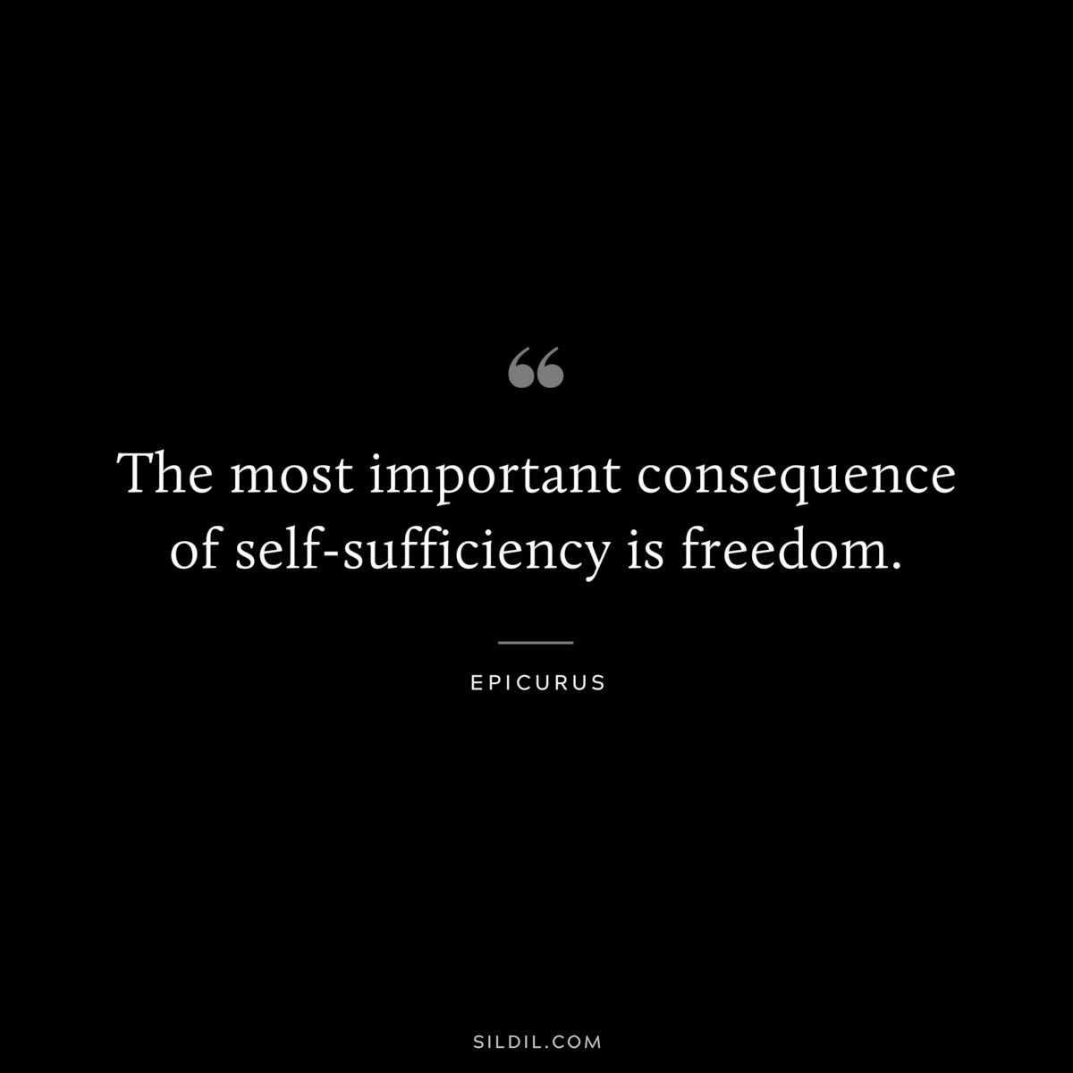 The most important consequence of self-sufficiency is freedom. — Epicurus