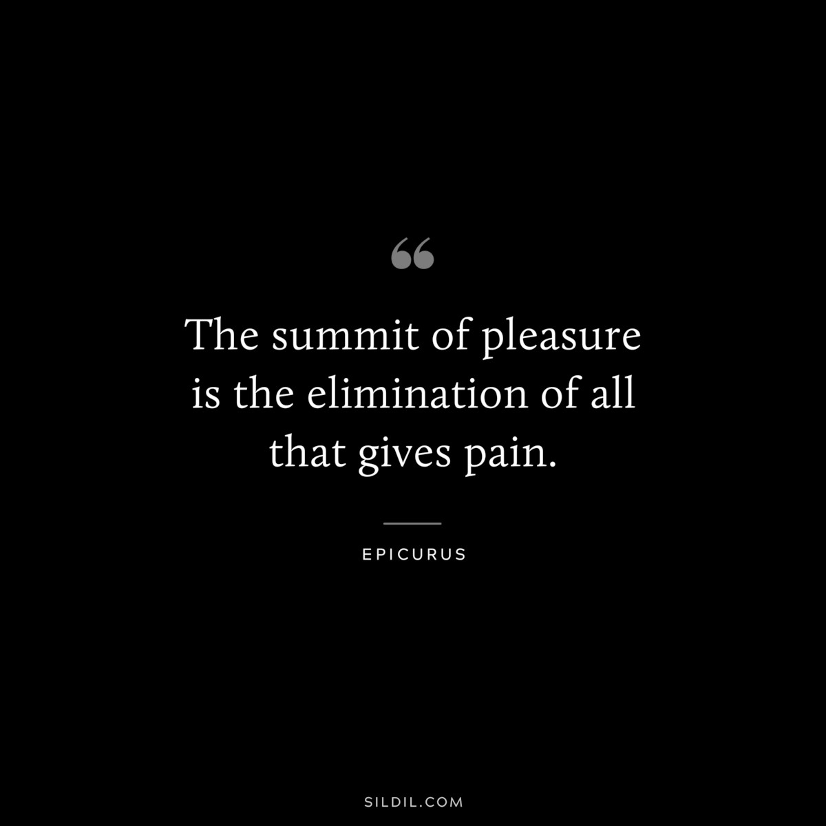 The summit of pleasure is the elimination of all that gives pain. — Epicurus