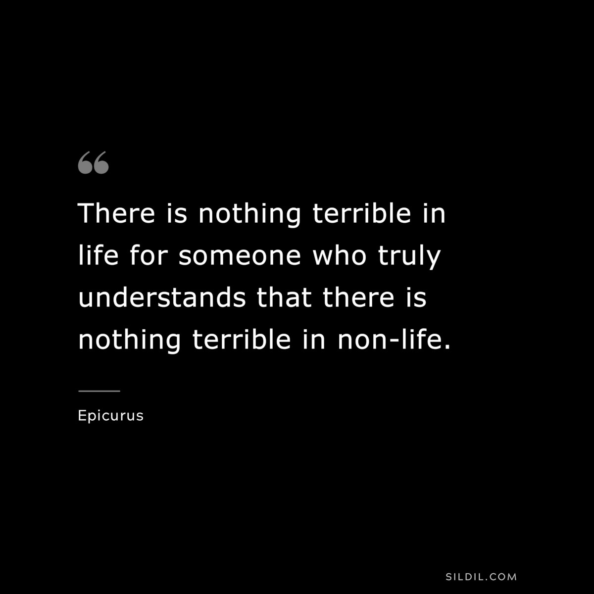 There is nothing terrible in life for someone who truly understands that there is nothing terrible in non-life. — Epicurus