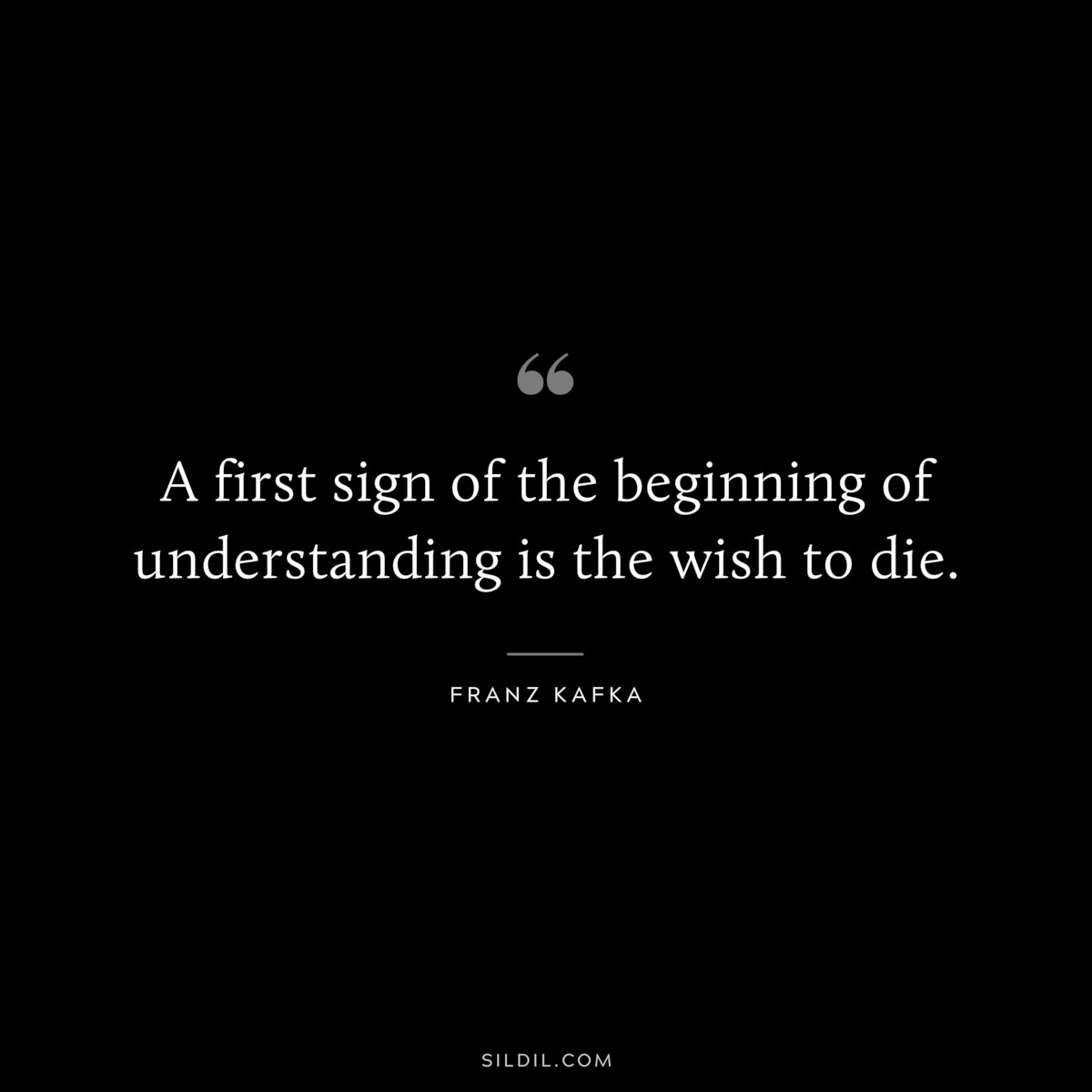 A first sign of the beginning of understanding is the wish to die. ― Franz Kafka