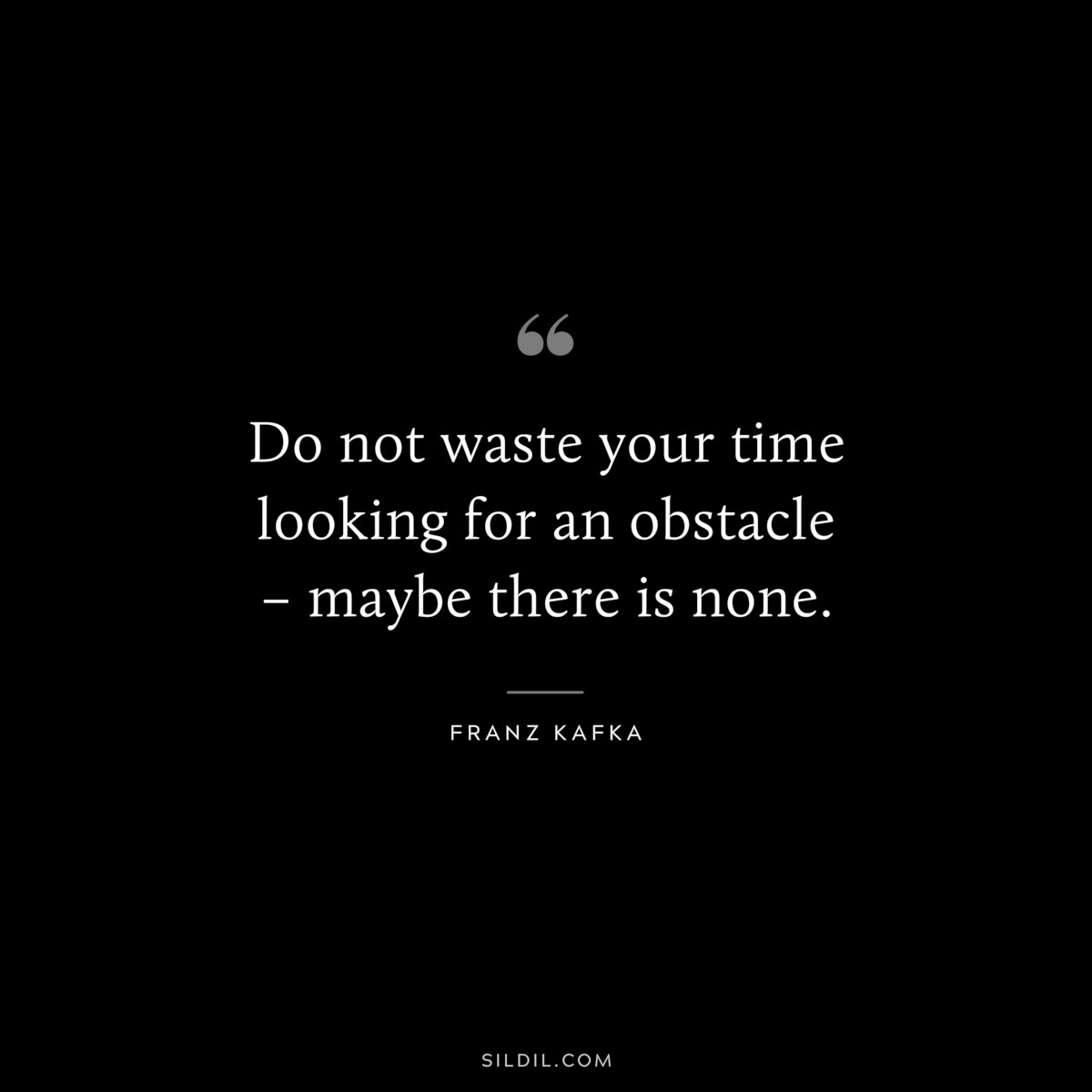 Do not waste your time looking for an obstacle – maybe there is none. ― Franz Kafka
