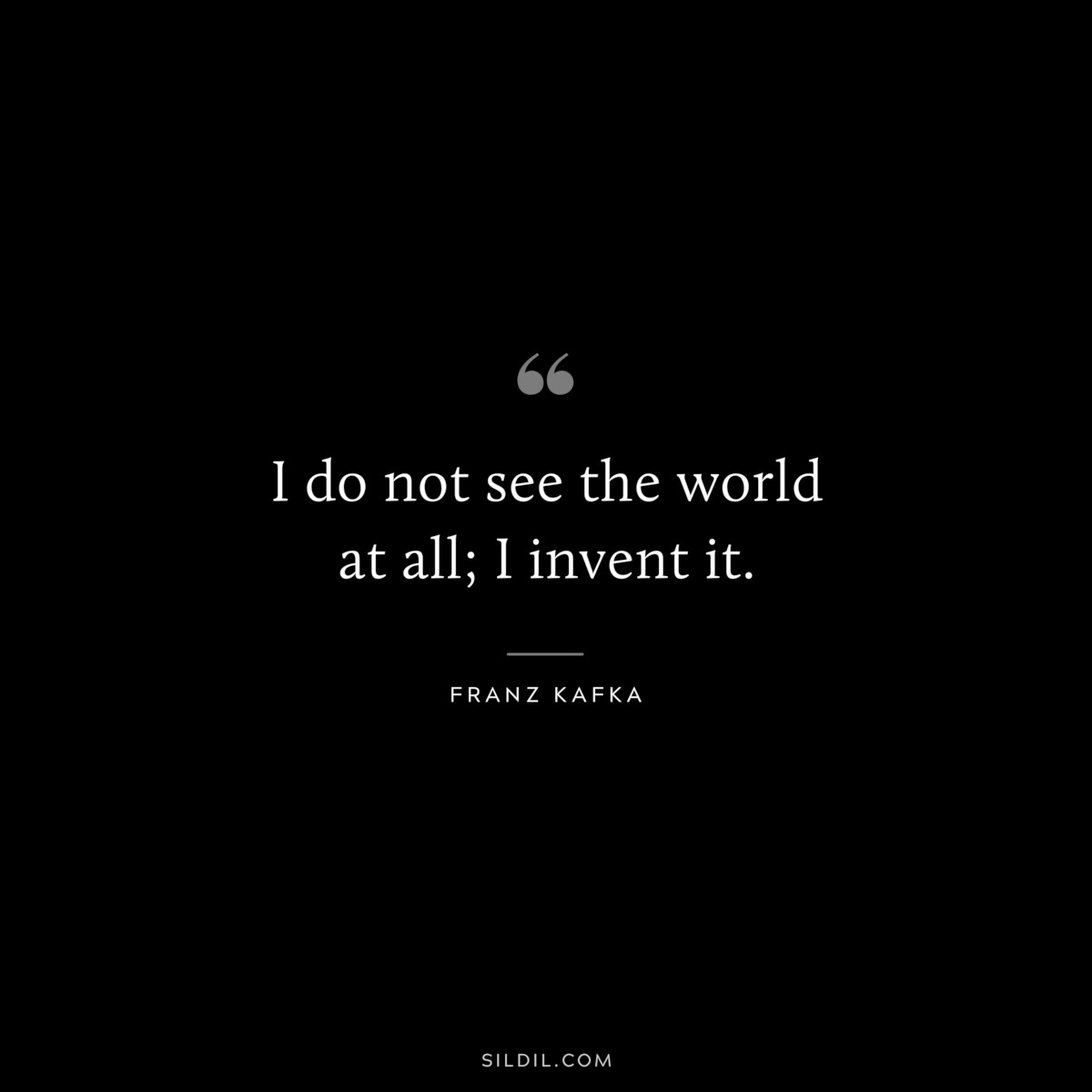 I do not see the world at all; I invent it. ― Franz Kafka