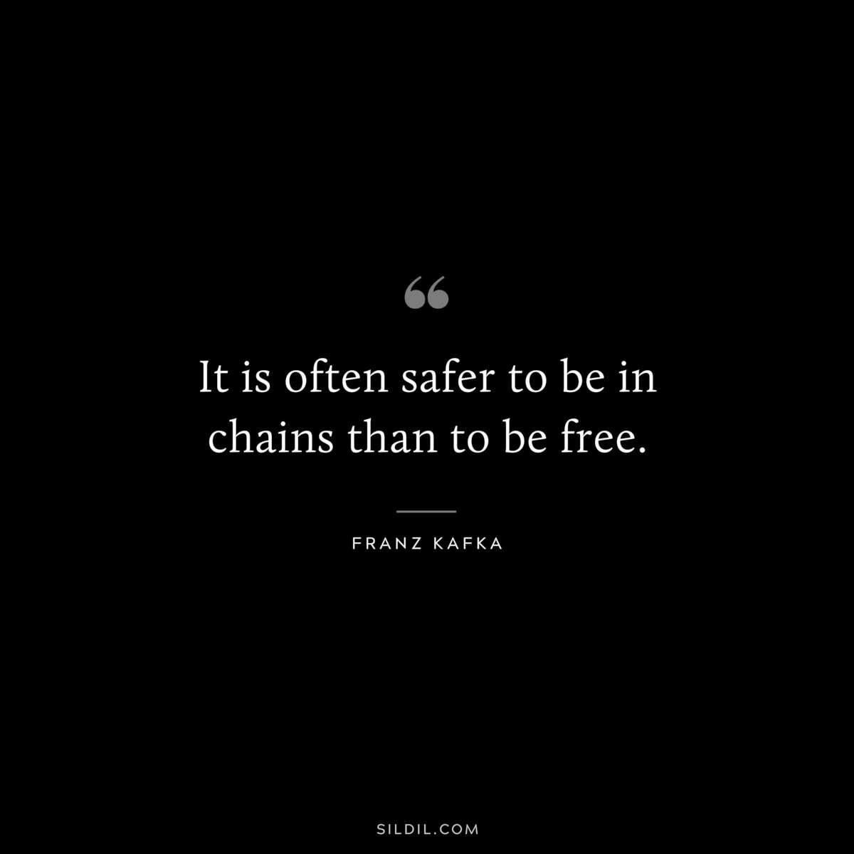 It is often safer to be in chains than to be free. ― Franz Kafka