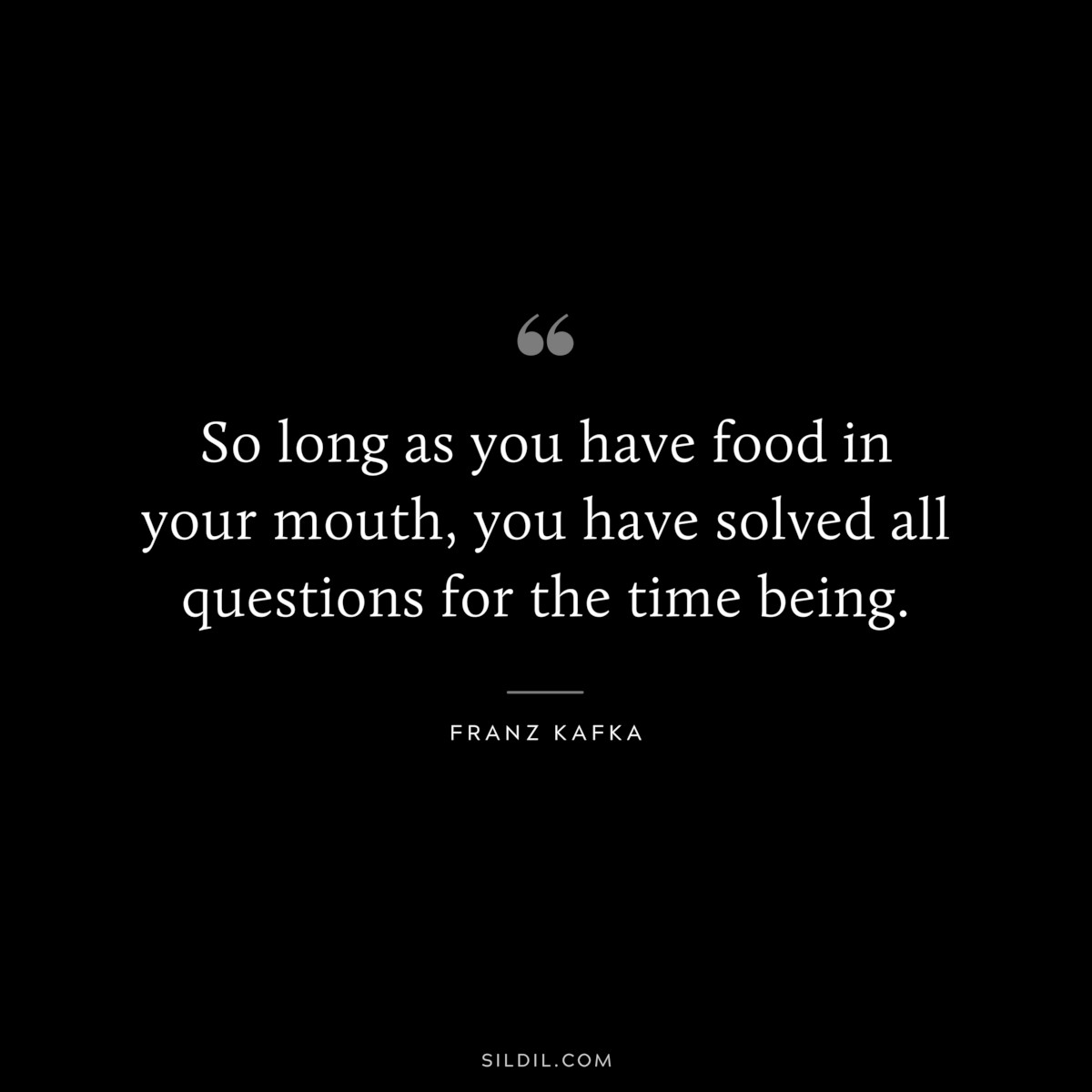 So long as you have food in your mouth, you have solved all questions for the time being. ― Franz Kafka