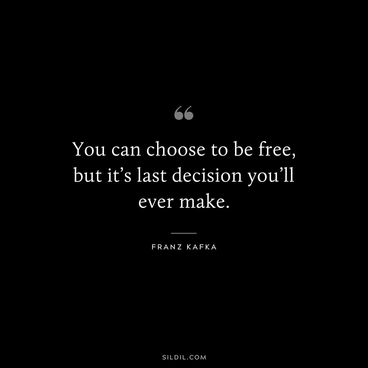 You can choose to be free, but it’s last decision you’ll ever make. ― Franz Kafka