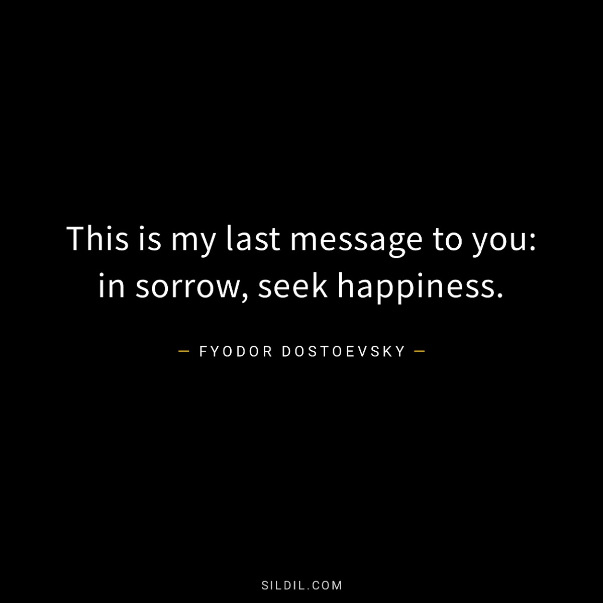 This is my last message to you: in sorrow, seek happiness.
