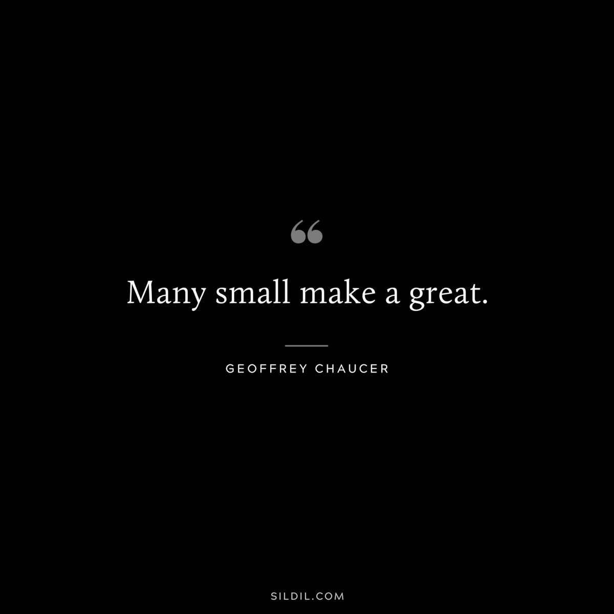 Many small make a great. ― Geoffrey Chaucer