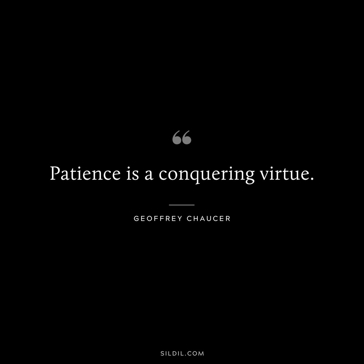 Patience is a conquering virtue. ― Geoffrey Chaucer