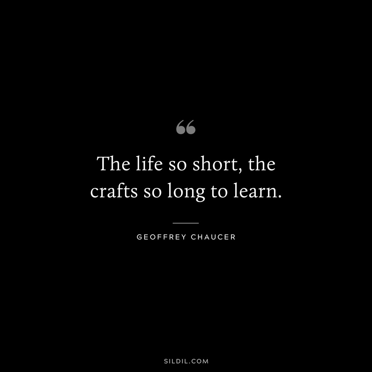 The life so short, the crafts so long to learn. ― Geoffrey Chaucer