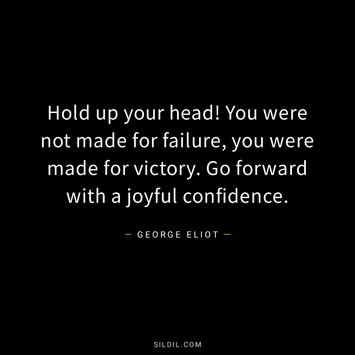 Hold up your head! You were not made for failure, you were made for victory. Go forward with a joyful confidence.