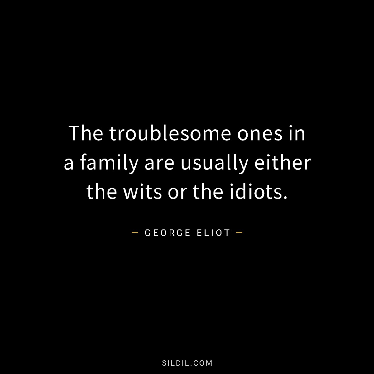 The troublesome ones in a family are usually either the wits or the idiots.