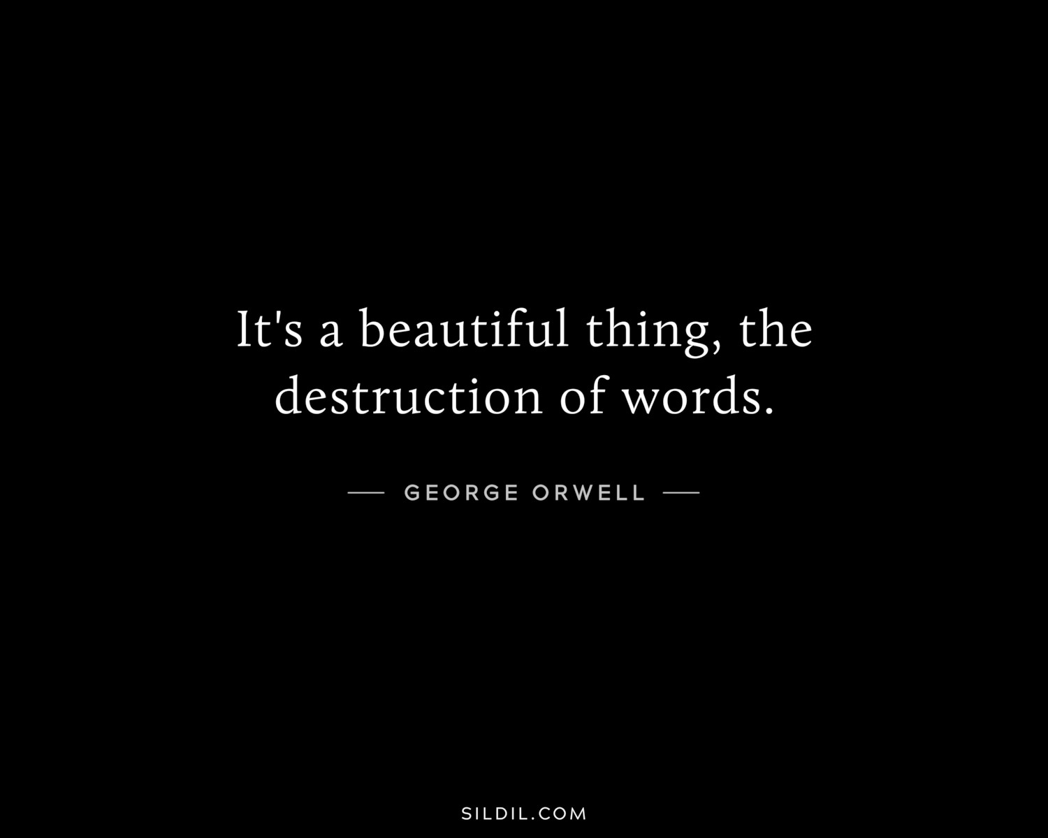 It's a beautiful thing, the destruction of words.
