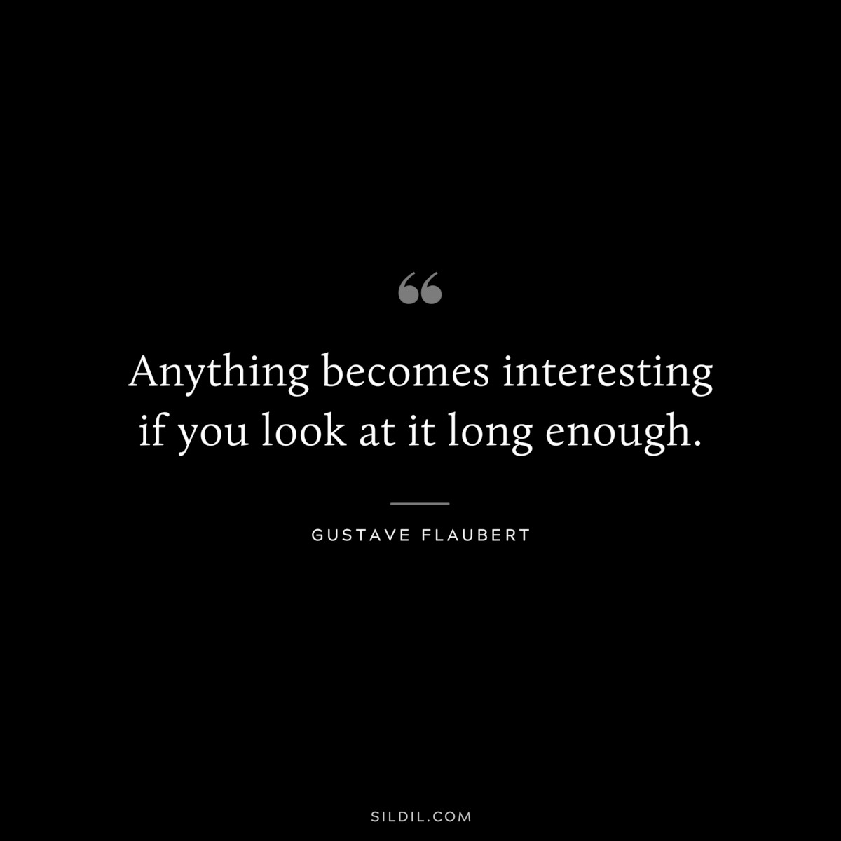 Anything becomes interesting if you look at it long enough. ― Gustave Flaubert