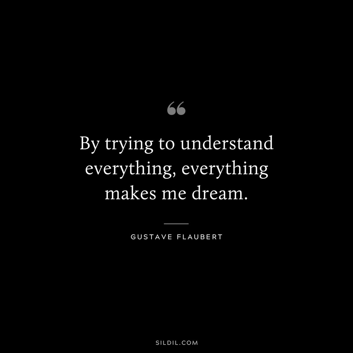 By trying to understand everything, everything makes me dream. ― Gustave Flaubert