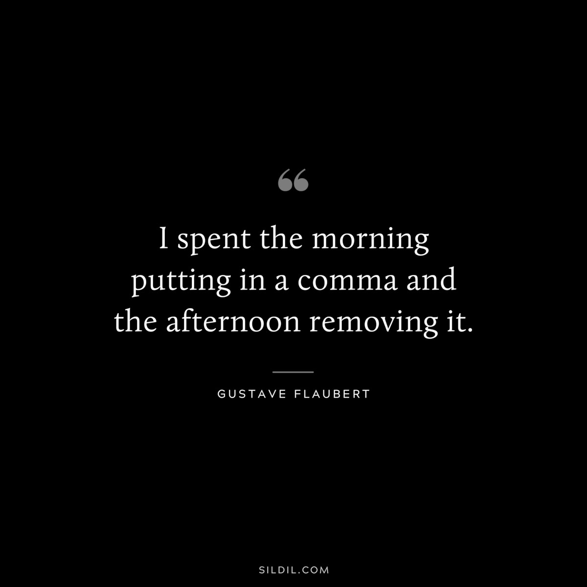 I spent the morning putting in a comma and the afternoon removing it. ― Gustave Flaubert