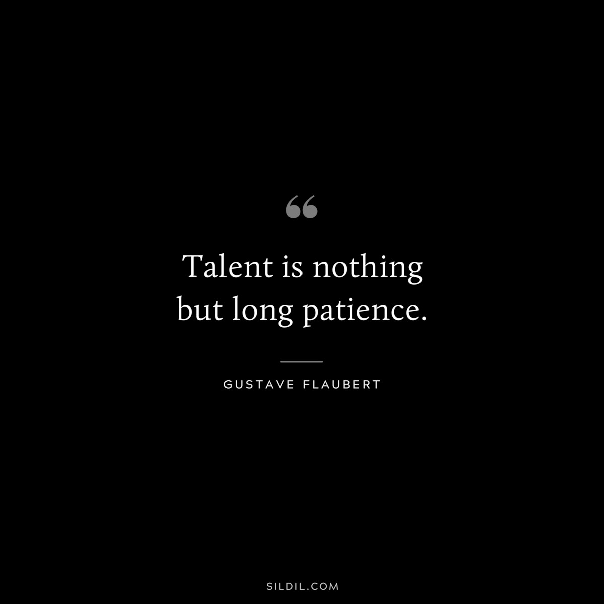 Talent is nothing but long patience. ― Gustave Flaubert