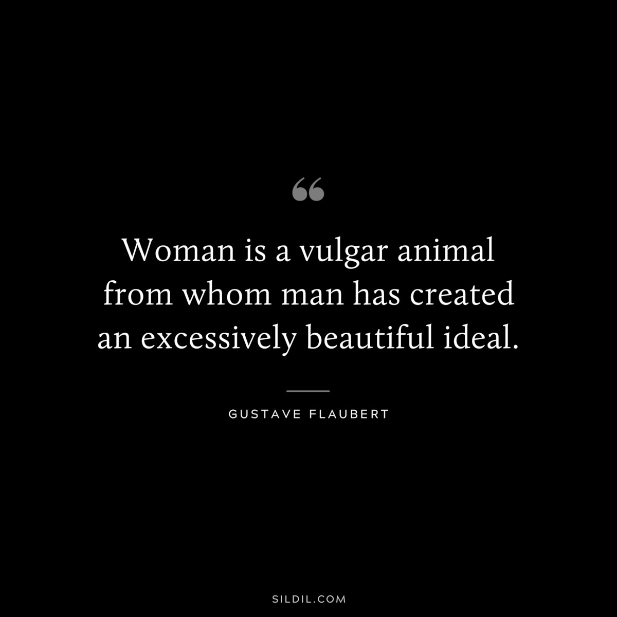 Woman is a vulgar animal from whom man has created an excessively beautiful ideal. ― Gustave Flaubert