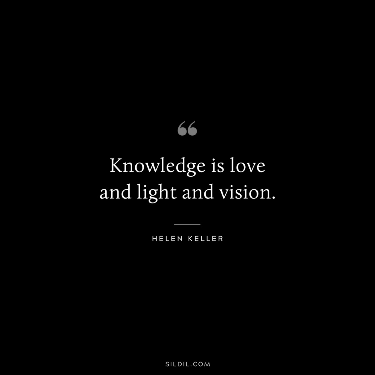 Knowledge is love and light and vision. ― Helen Keller