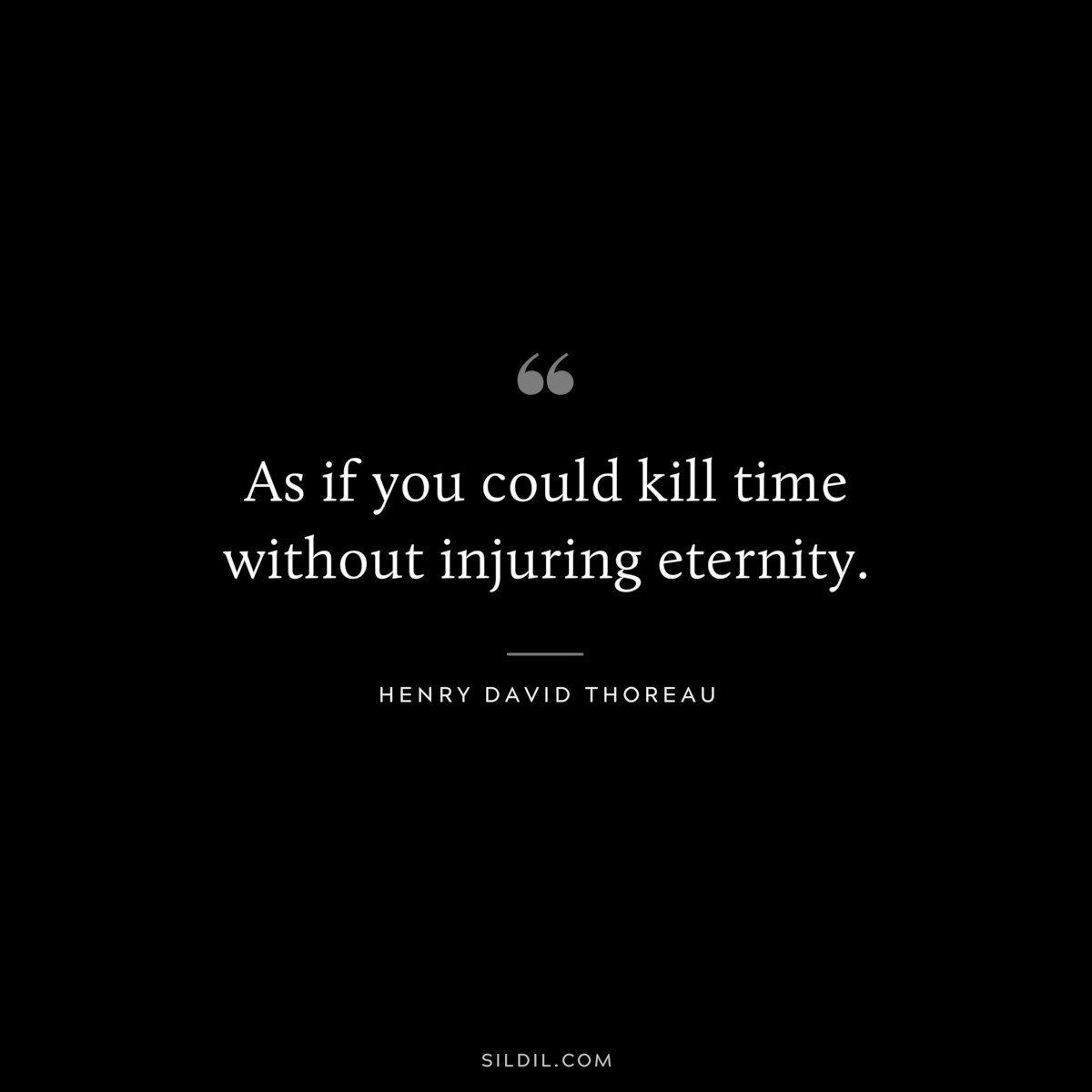 As if you could kill time without injuring eternity. — Henry David Thoreau