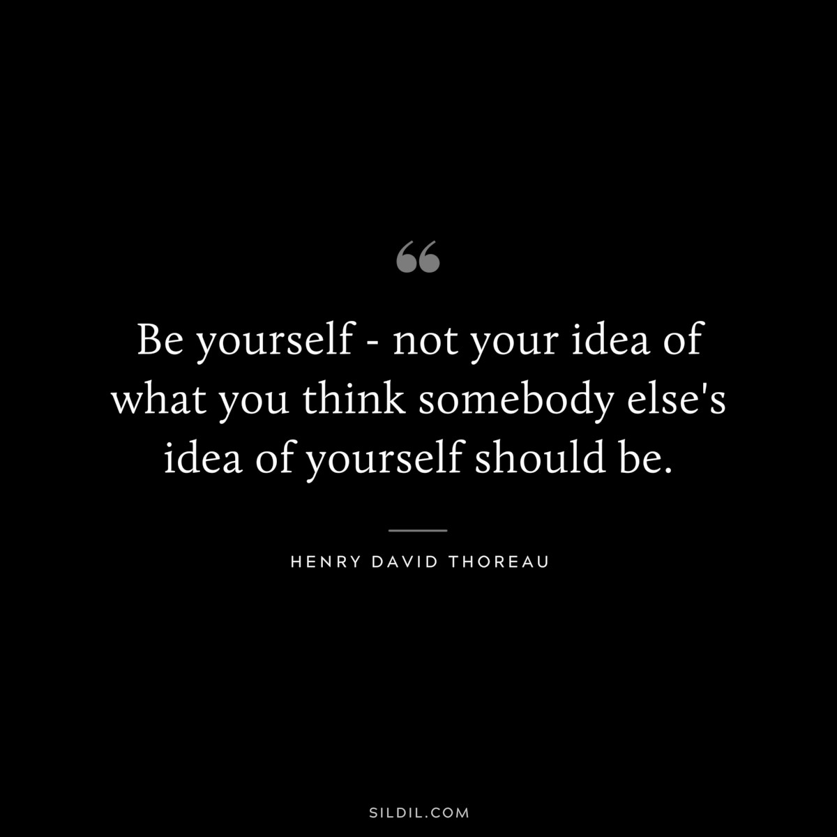 Be yourself - not your idea of what you think somebody else's idea of yourself should be. — Henry David Thoreau