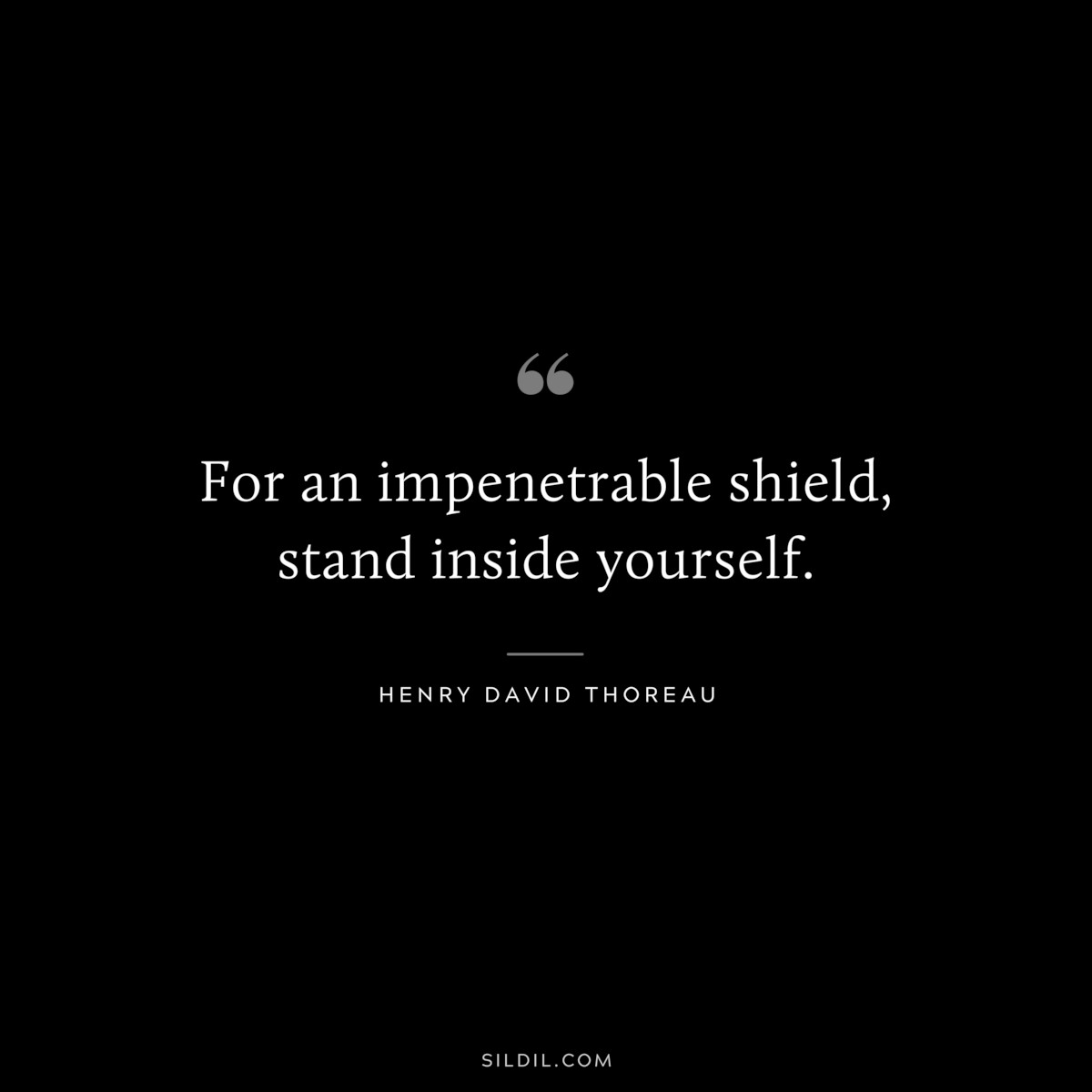 For an impenetrable shield, stand inside yourself. — Henry David Thoreau