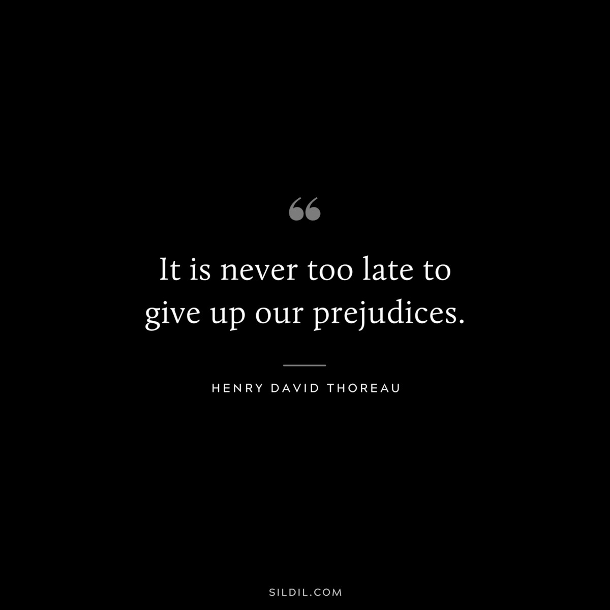 It is never too late to give up our prejudices. — Henry David Thoreau