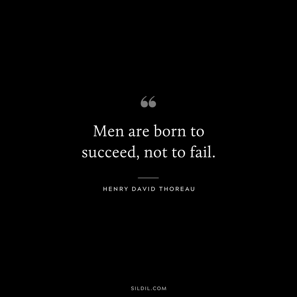 Men are born to succeed, not to fail. — Henry David Thoreau
