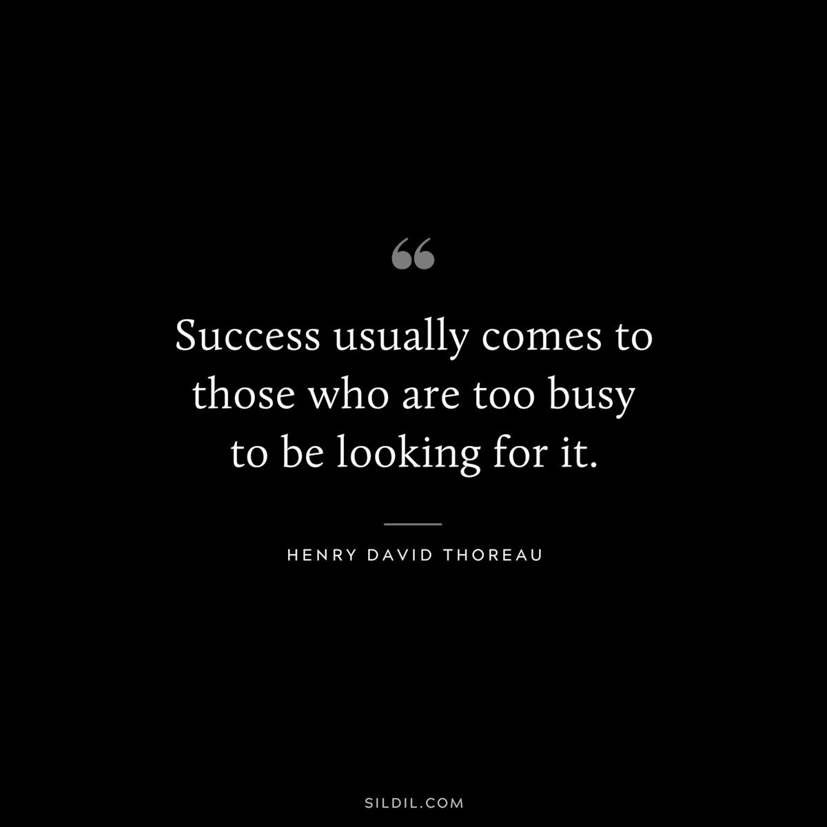 Success usually comes to those who are too busy to be looking for it. — Henry David Thoreau