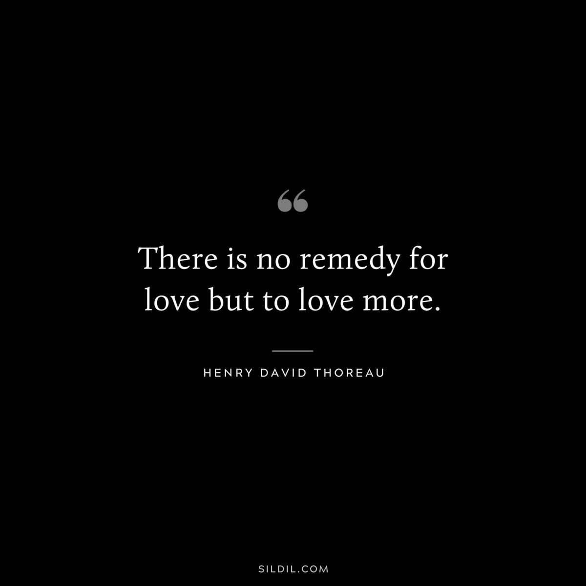 There is no remedy for love but to love more. — Henry David Thoreau