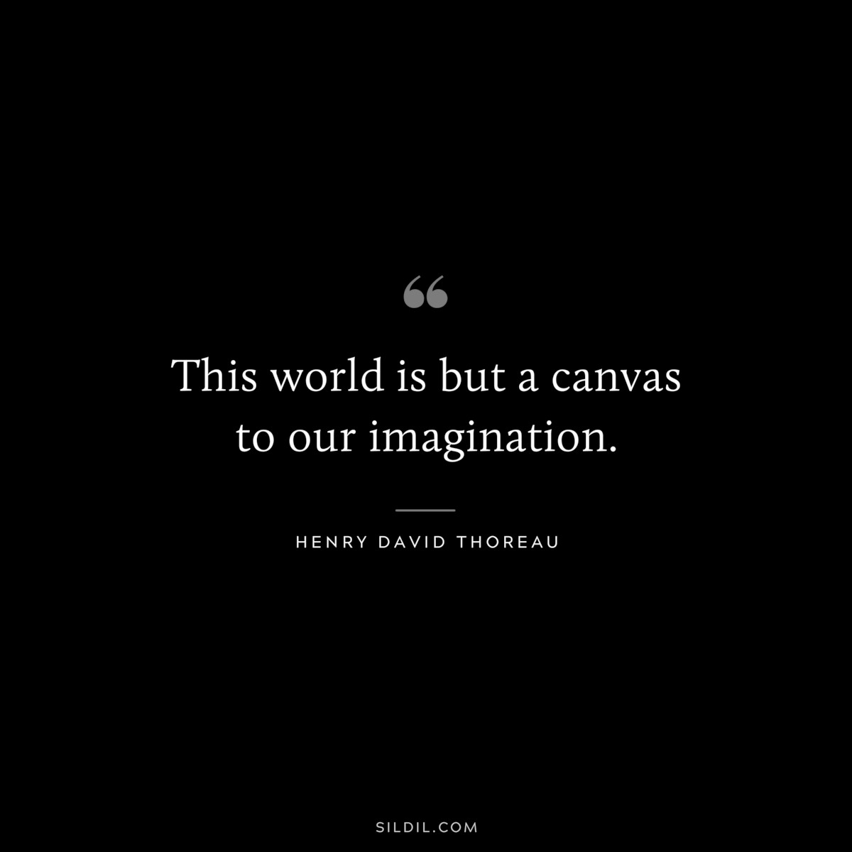 This world is but a canvas to our imagination. — Henry David Thoreau