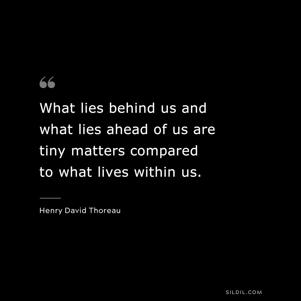 What lies behind us and what lies ahead of us are tiny matters compared to what lives within us. — Henry David Thoreau