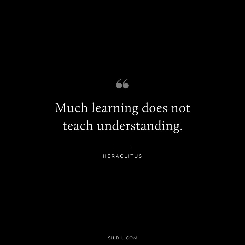 Much learning does not teach understanding. ― Heraclitus