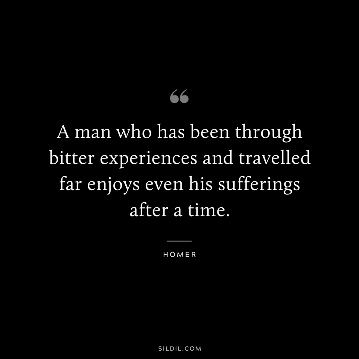 A man who has been through bitter experiences and travelled far enjoys even his sufferings after a time. ― Homer