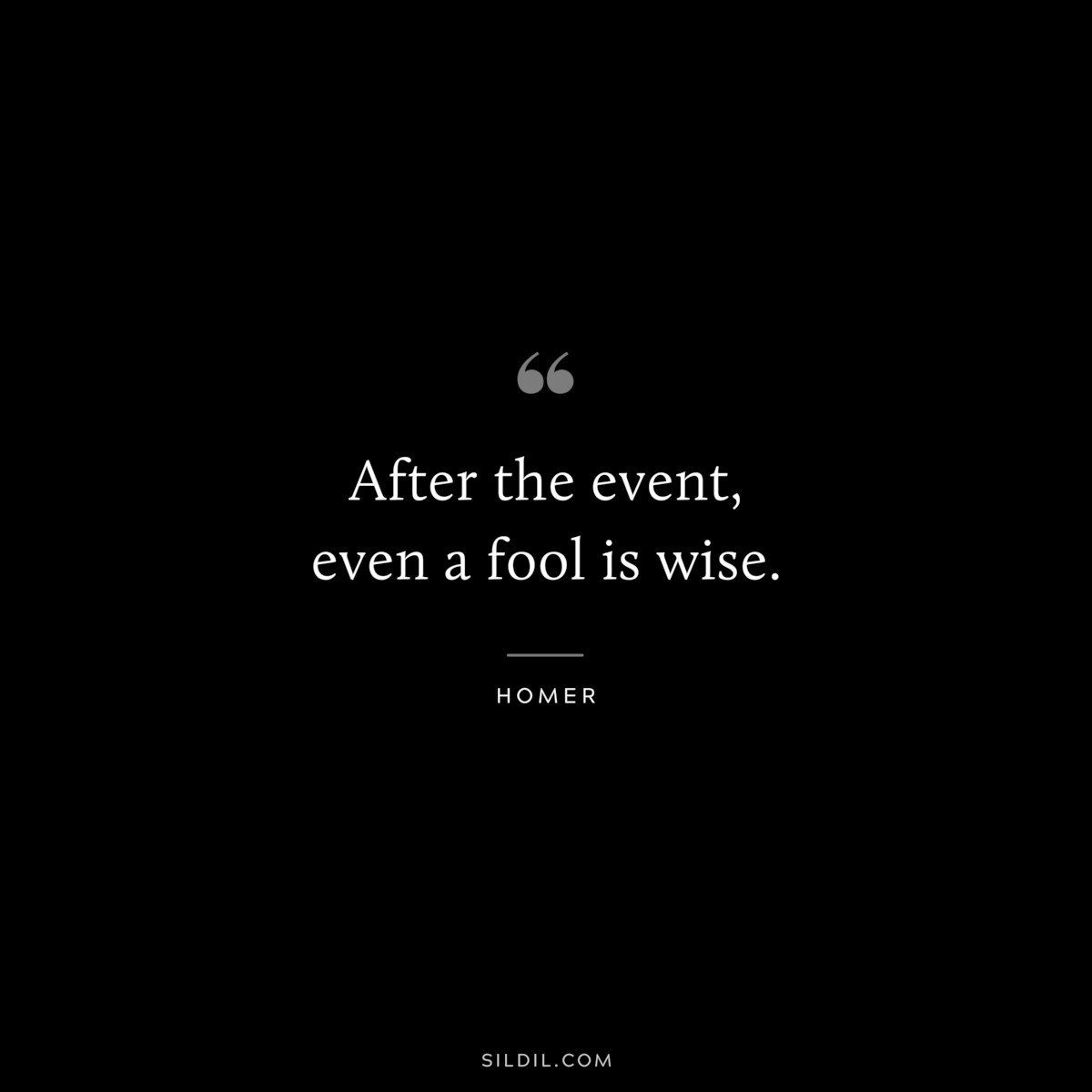 After the event, even a fool is wise. ― Homer