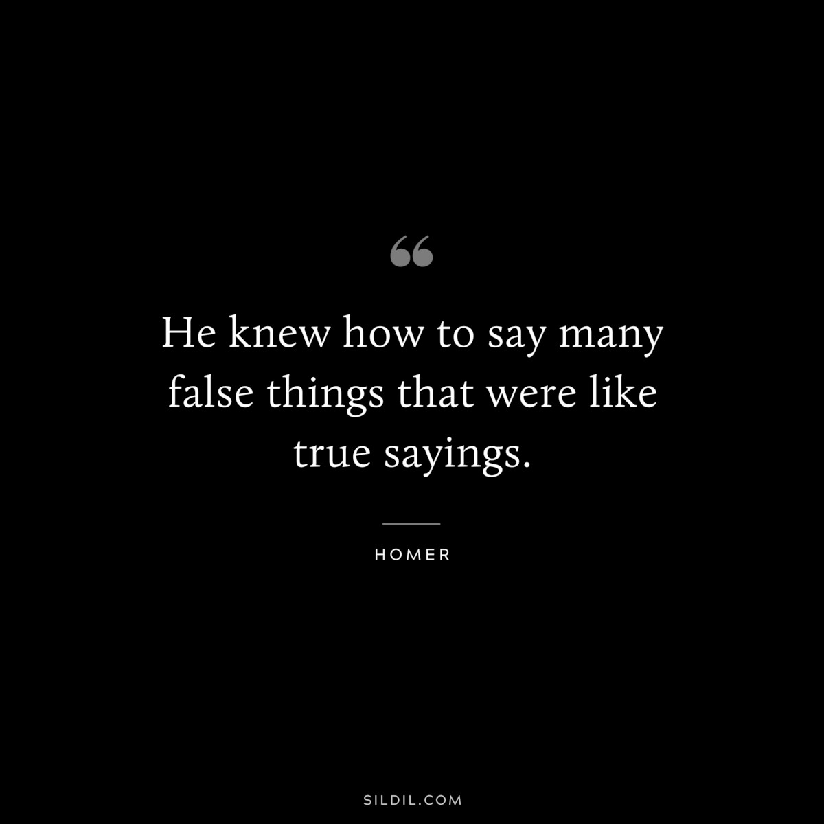 He knew how to say many false things that were like true sayings. ― Homer