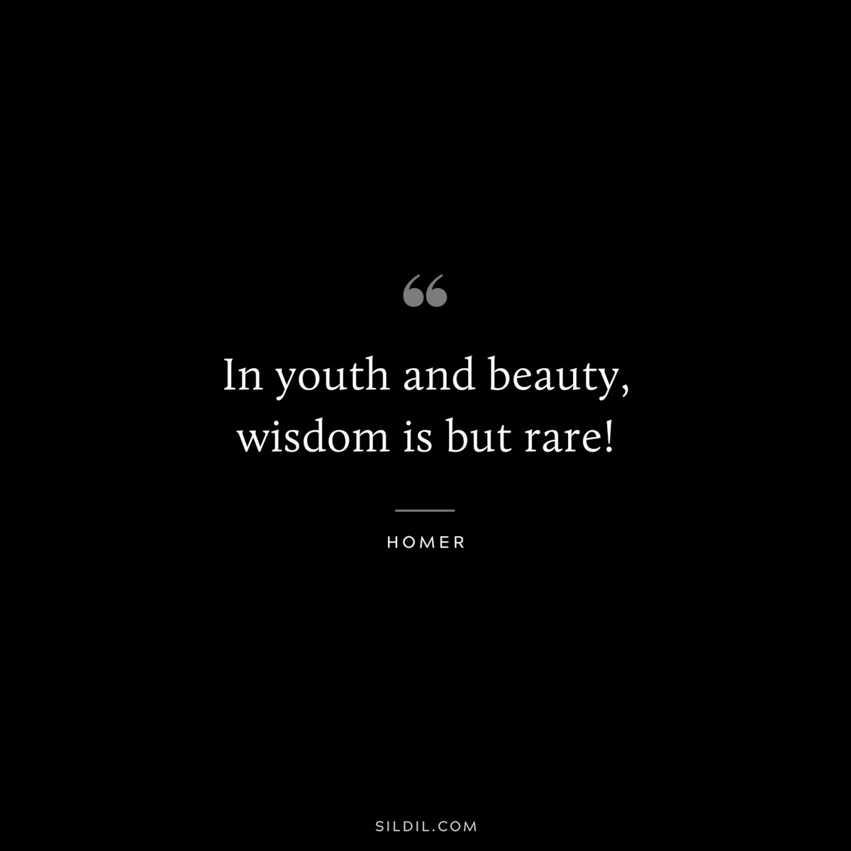 In youth and beauty, wisdom is but rare! ― Homer