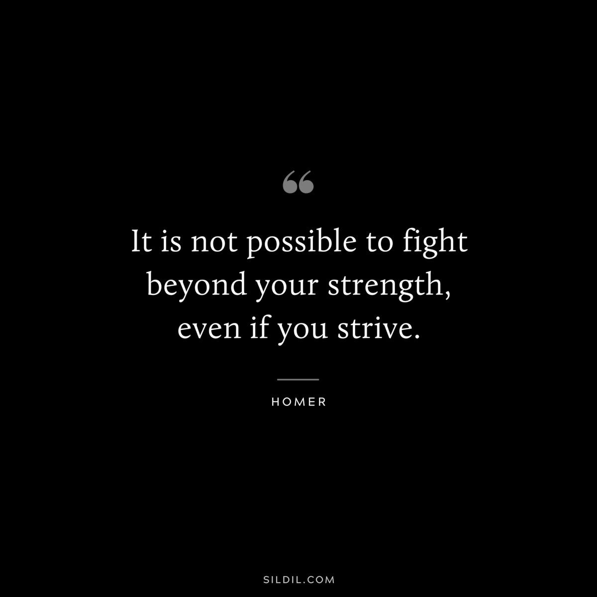 It is not possible to fight beyond your strength, even if you strive. ― Homer